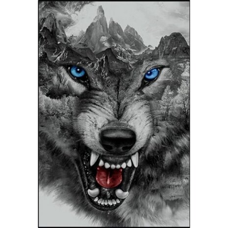 Diamond Painting Boze Wolf (formaat en vorm steentjes naar keuze)