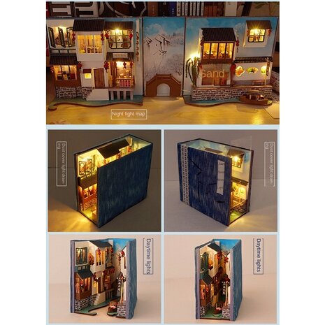 Miniatuur zelfbouw huisje Book Nook TC10 (inclusief verlichting en dust cover)