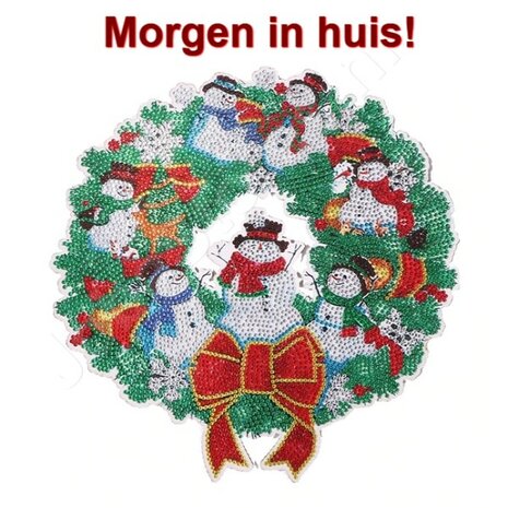 Diamond Painting Kerst Krans flexibel 03 (Sneeuwpop)(30cm)