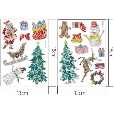 Diamond Painting Sticker Set Kerst 004 (17 stuks)