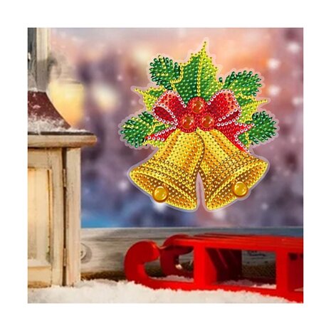 Diamond Painting Kerst sticker groot Kerstbellen 01 (14cm)