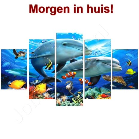 Diamond Painting Dolfijnen 5 luiks 75x40cm