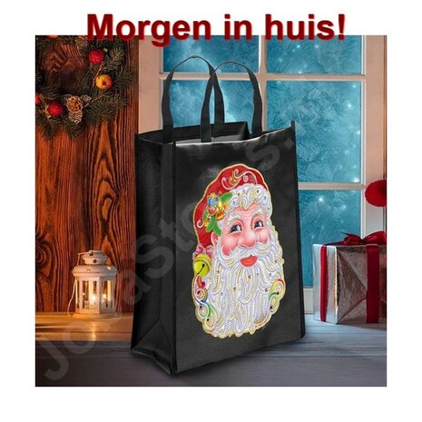 Diamond Painting Boodschappen Tas Kerst 01 (Kerstman / 30x35cm)