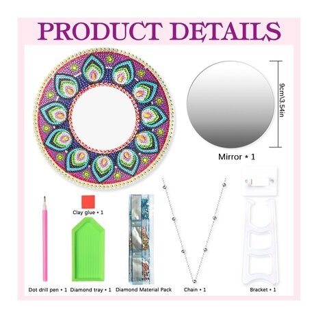 OP=OP Diamond Painting Spiegel 02 Mandala Groen (20cm)