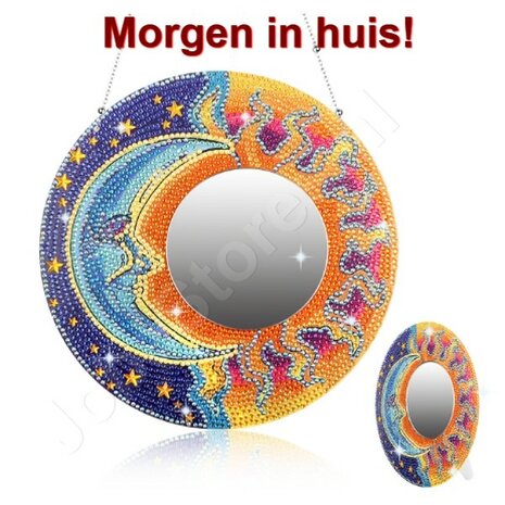 Diamond Painting Spiegel 03 Zon en maan (20cm)