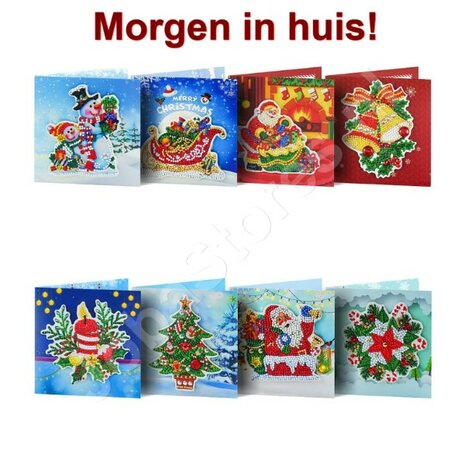 Diamond Painting 3D Kerstkaarten Set 01 (8 kaarten)