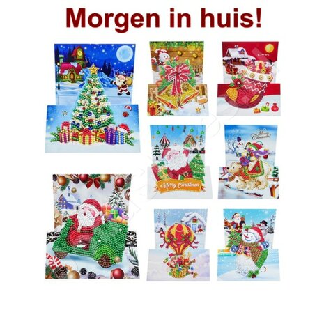 Diamond Painting 3D Kerstkaarten Set 02 (8 kaarten)