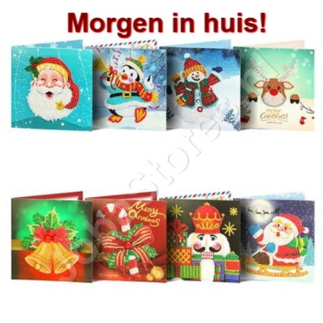 OP=OP Diamond Painting Kerstkaarten set 02 (8 kaarten)