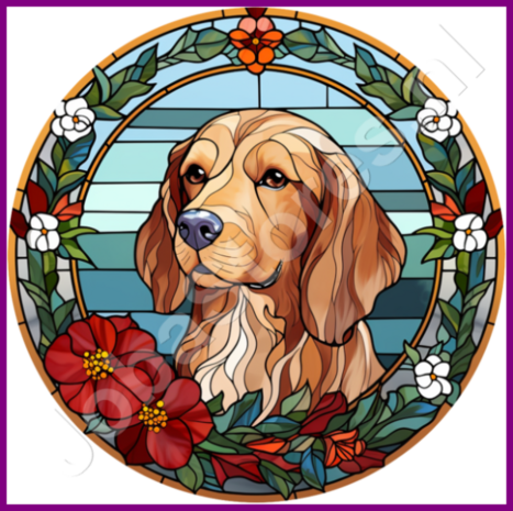 Diamond Painting Glas in lood Kerst Hond