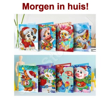 Diamond Painting Kerstkaarten Set 04 (8 kaarten)