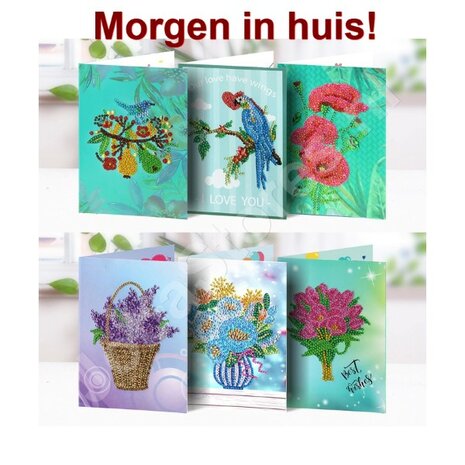 Diamond Painting Wenskaarten Set Bloemen (6 stuks)