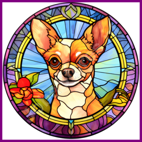 Diamond Painting Glas in lood Hond - Chihuahua