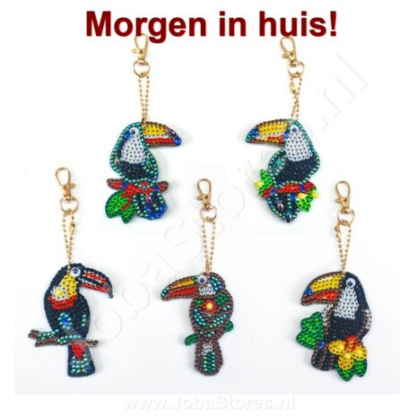 OP=OP Diamond Painting Sleutelhanger Set Toekan (5 stuks)