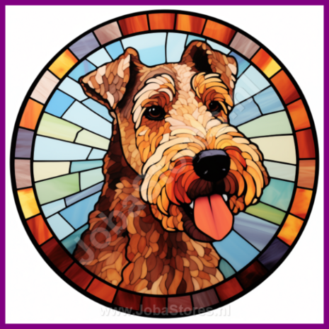 Diamond Painting Glas in lood Hond - Airedaleterrier