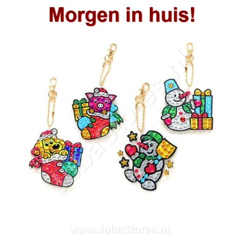 OP=OP Diamond Painting Sleutelhanger Set Kerst 16 (4 stuks)