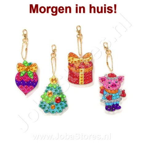 OP=OP Diamond Painting Sleutelhanger Set Kerst 09 (4 stuks)