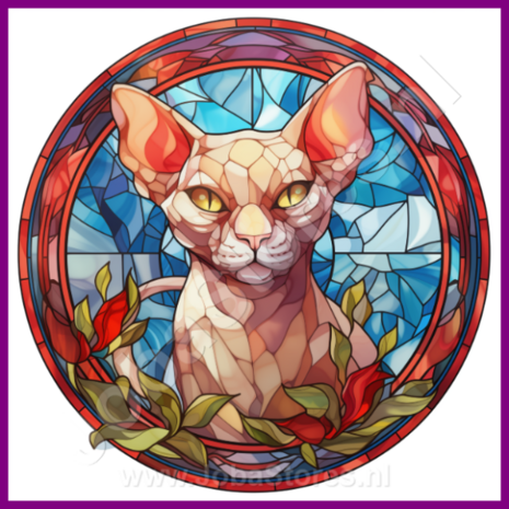 Diamond Painting Glas in lood Kat - Sphynx