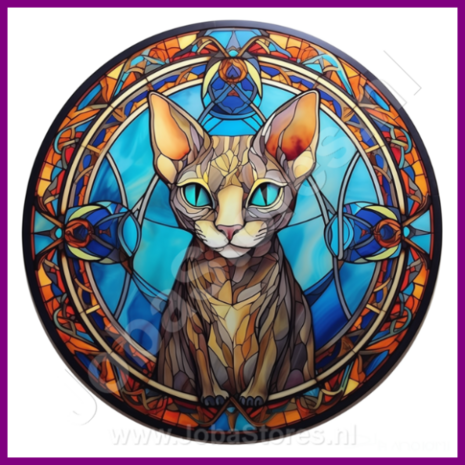 Diamond Painting Glas in lood Kat - Sphynx