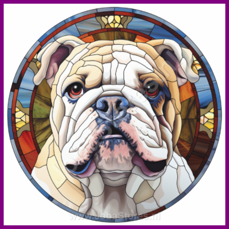 Diamond Painting Glas in lood Hond - Engelse Bulldog