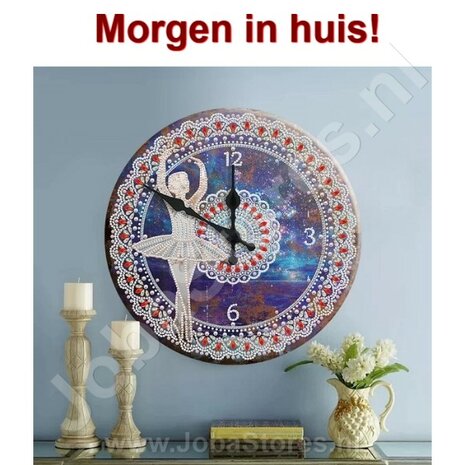 OP=OP Diamond Painting Klok Aluminium Ballerina 30cm