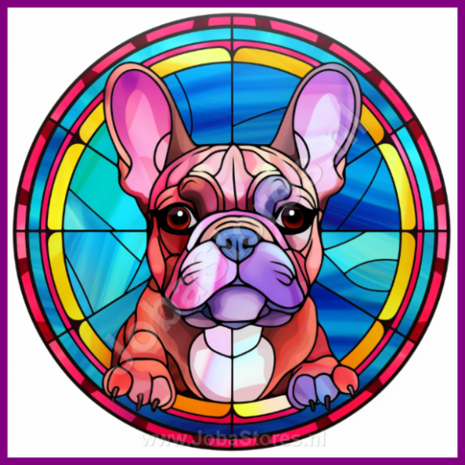 Diamond Painting Glas in lood Hond - Franse Bulldog