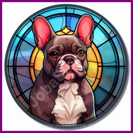 Diamond Painting Glas in lood Hond - Franse Bulldog