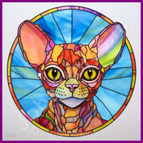 Diamond Painting Glas in lood Kat - Devon Rex