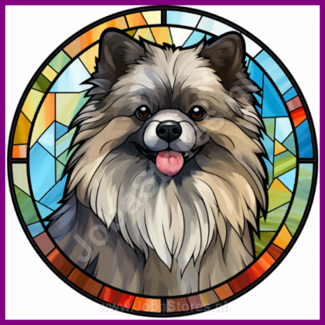 Diamond Painting Glas in lood Hond - Keeshond