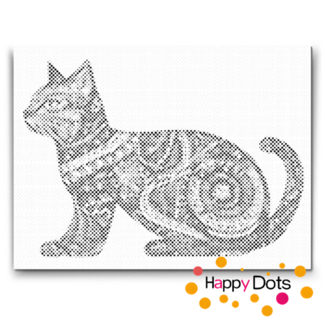 HappyDots DOT Painting Mandala Dieren 03 - Kat - 40x50cm