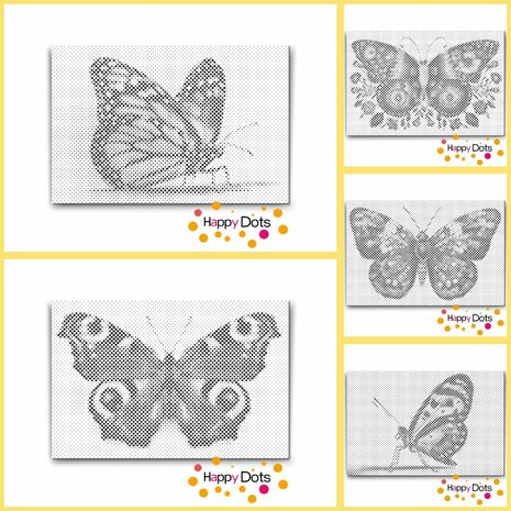 HappyDots DOT Painting Kleurboek Vlinders - inclusief 3 stiften - 20 stippelschilderijen