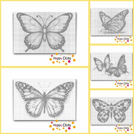HappyDots DOT Painting Kleurboek Vlinders - inclusief 3 stiften - 20 stippelschilderijen