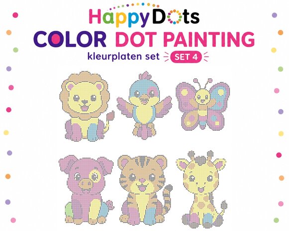 HappyDots Color DOT Painting Kleurplaten set Kleurrijke dieren