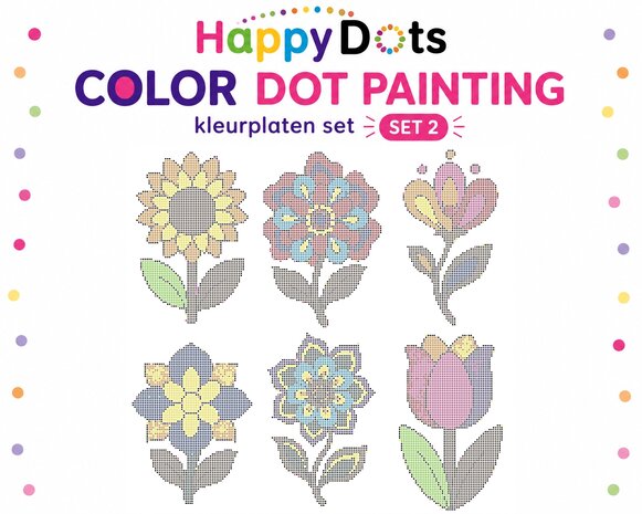 HappyDots Color DOT Painting Kleurplaten set Bloemen