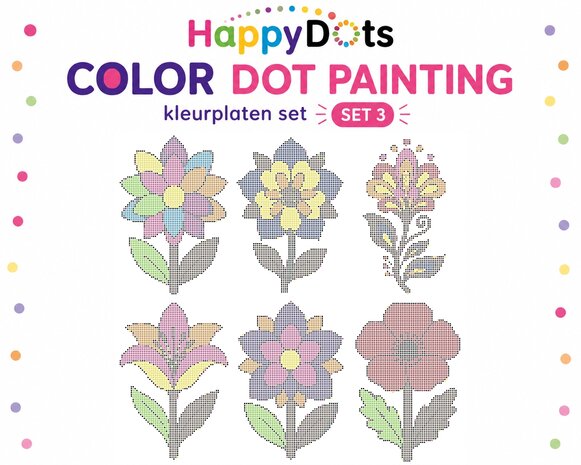 HappyDots Color DOT Painting Kleurplaten set Bloemen