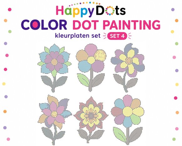 HappyDots Color DOT Painting Kleurplaten set Bloemen