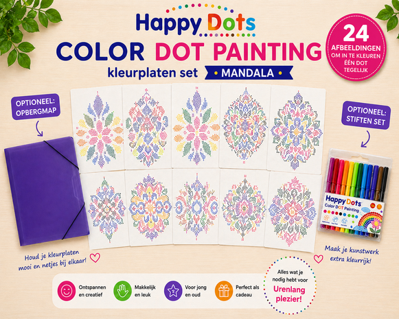 HappyDots Color DOT Painting Kleurplaten set Mandala