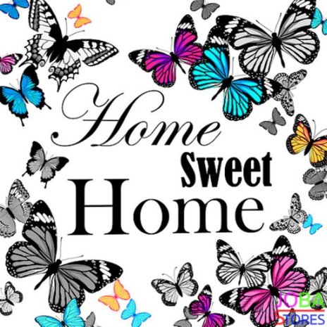 OP=OP Diamond Painting Home Sweet Home Vlinders 30x30cm