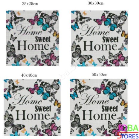 OP=OP Diamond Painting Home Sweet Home Vlinders 30x30cm