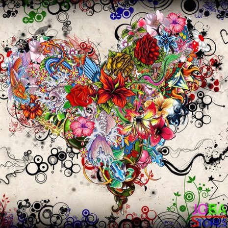 Diamond Painting Bloemen Hart 30x30cm