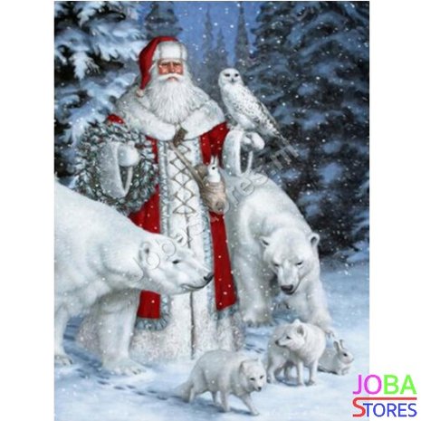 Diamond Painting Kerstman met ijsberen 40x50cm