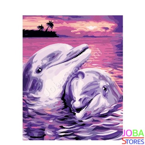 OP=OP Schilderen op nummer Dolfijnen 40x50cm