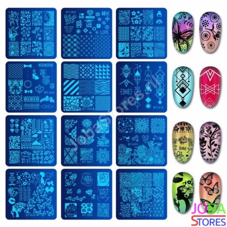 Nagellak Stempel Set (12 stempelplaten) inclusief opbergmap