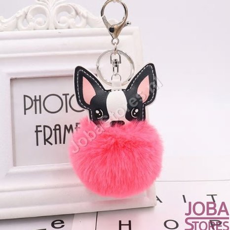 OP=OP Pom Pom Sleutelhanger Hond Donker Roze