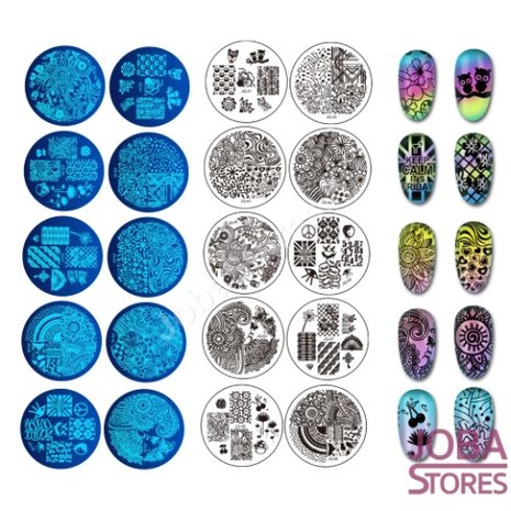 Nagellak Stempel Set (10 stempelplaten) inclusief opbergmap