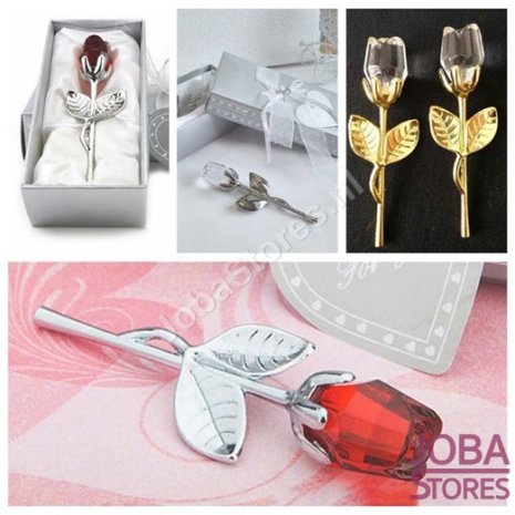 Kristallen Roosje in geschenkdoosje Rood