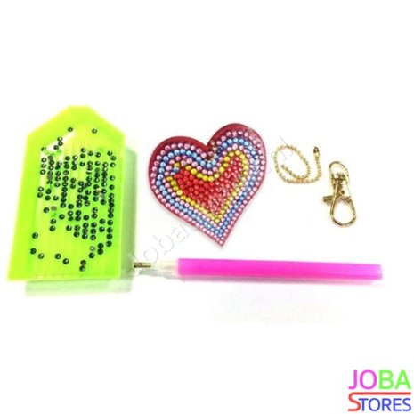 OP=OP Diamond Painting Sleutelhanger Set Harten (5 stuks)