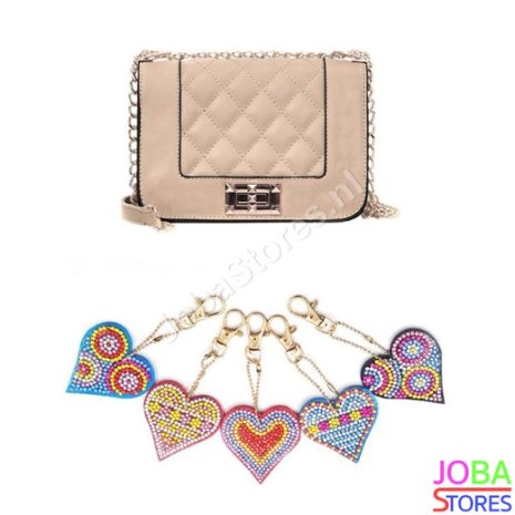 OP=OP Diamond Painting Sleutelhanger Set Harten (5 stuks)