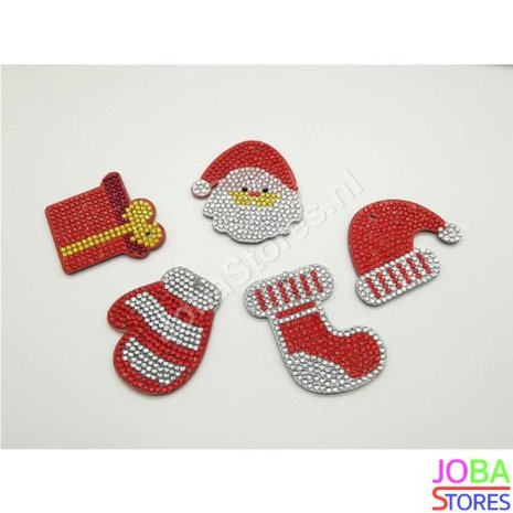 OP=OP Diamond Painting Sleutelhanger Set Kerst 01 (5 stuks)