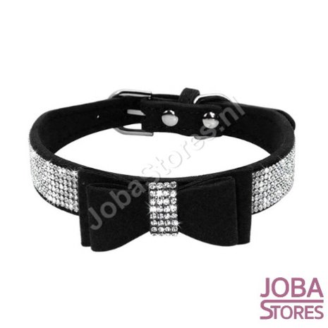 OP=OP Honden/Katten Halsband Bling met strik Zwart (S)