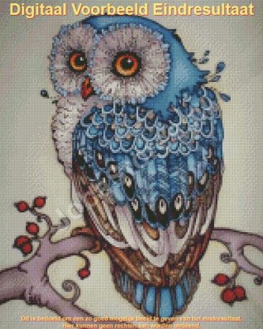 OP=OP Diamond Painting Blauwe Uil 40x50cm - Rond